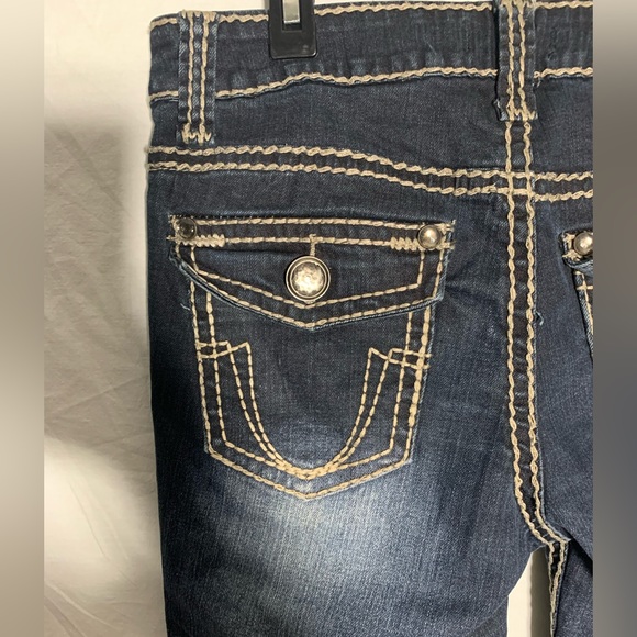 Soundgirl | Acid Wash Bootcut Decorated Denim Jeans Size 9 - Picture 3 of 7